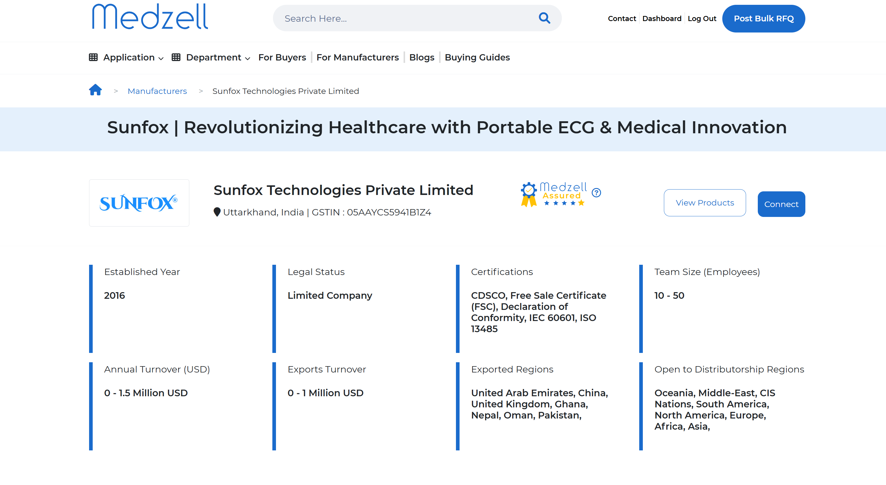 Medzell Manufacturer Profile Page