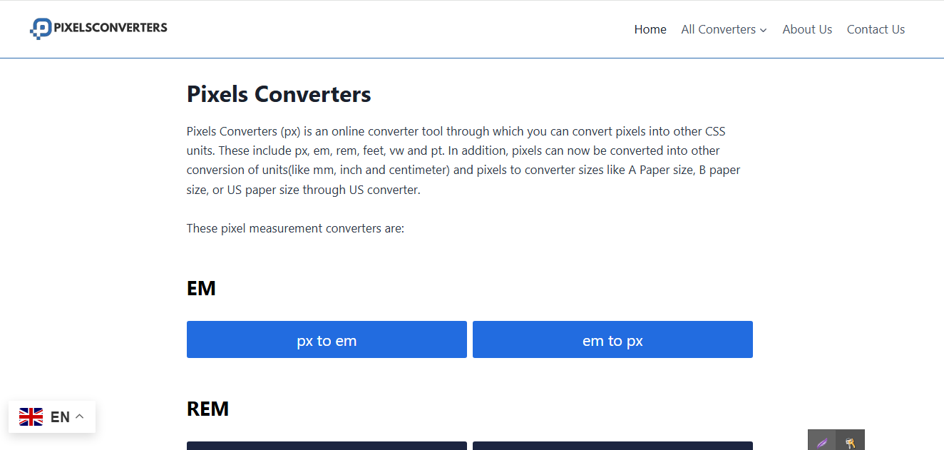 Pixels Converters Homepage