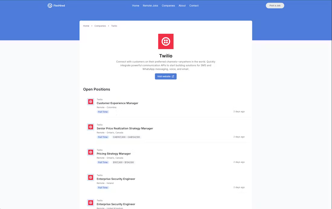 FlexHired FlexHired Company Profile Page