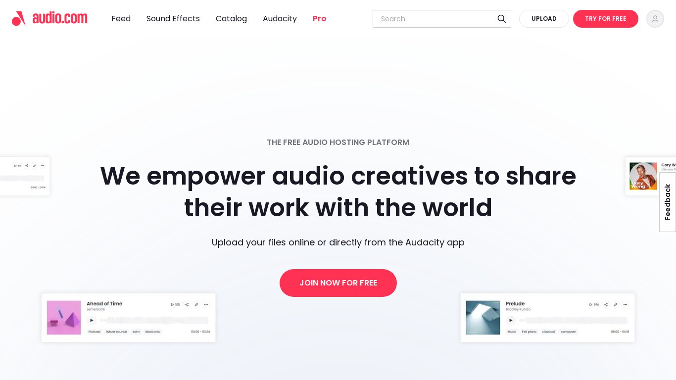 audio.com Landing page