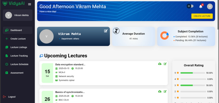 VidyaAI Landing Page