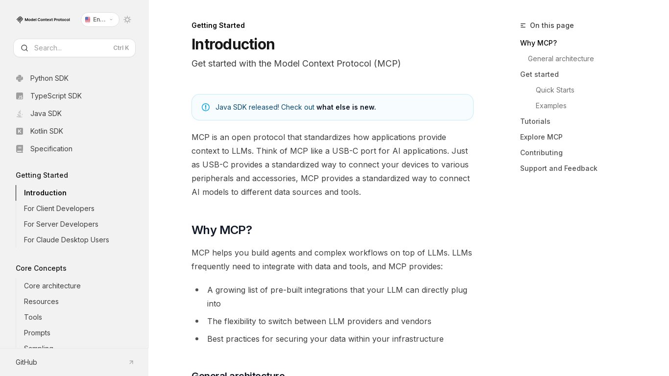 Model Context Protocol MCP Landing page