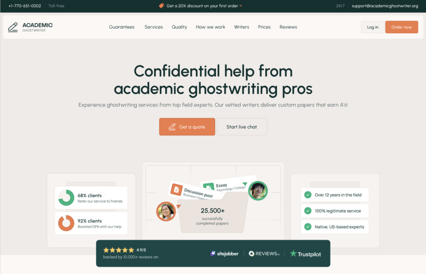 AcademicGhostWriter.org Landing Page