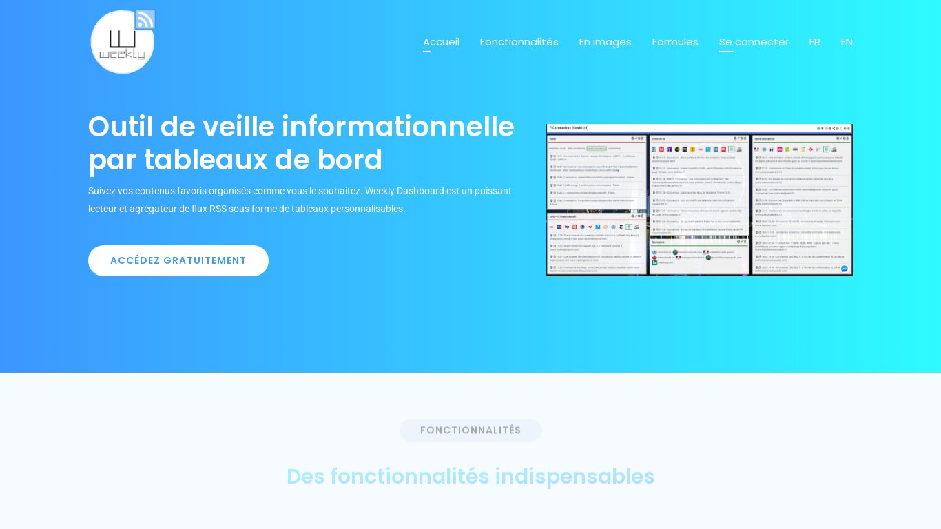 Weekly Dashboard Landing page