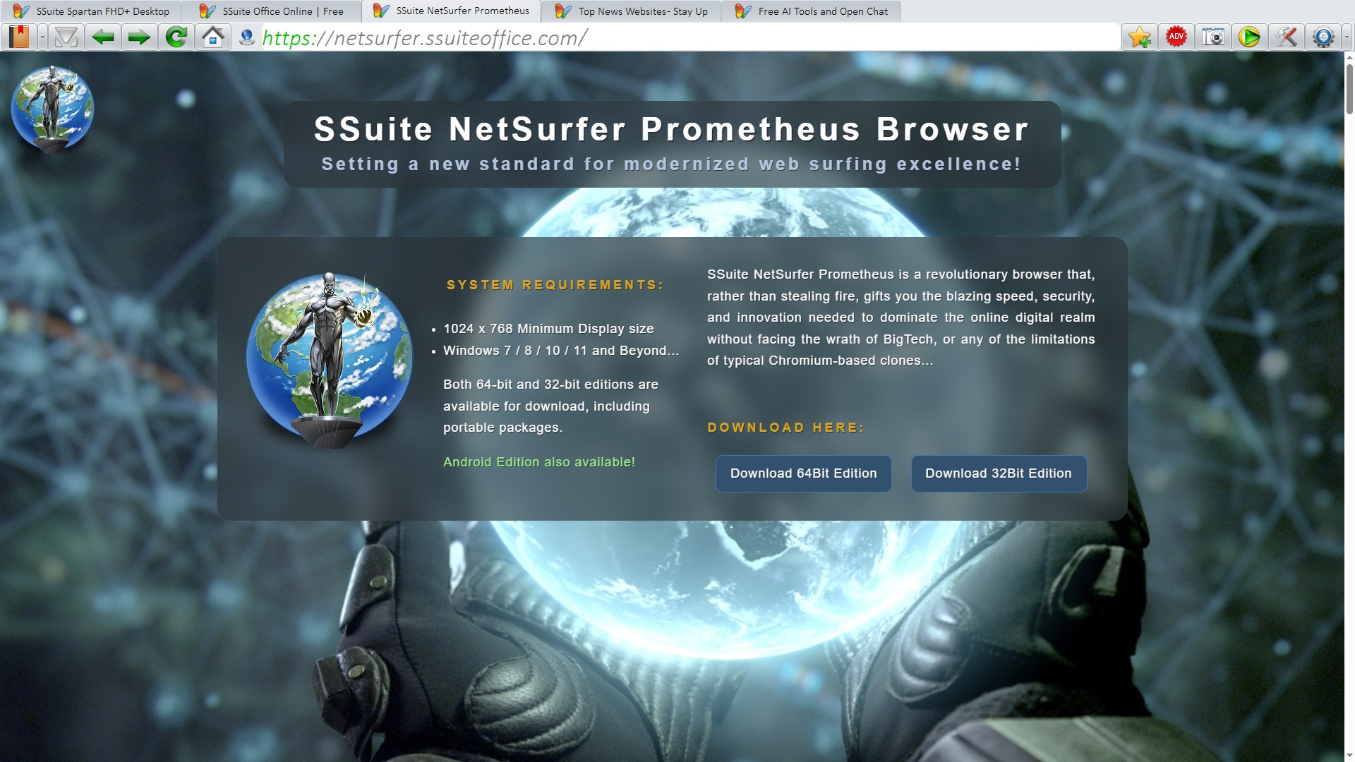 SSuite NetSurfer Prometheus New Main Screen Page