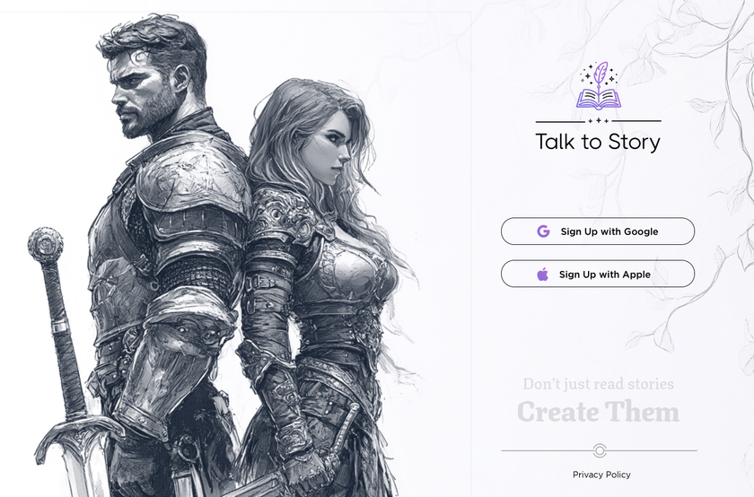 TalkToStory.ai Landing Page