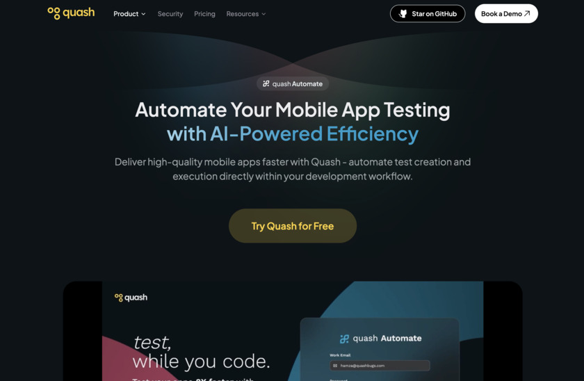 Quash Automate Landing Page