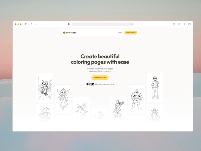Colorendo Landing page Colorendo Landing page