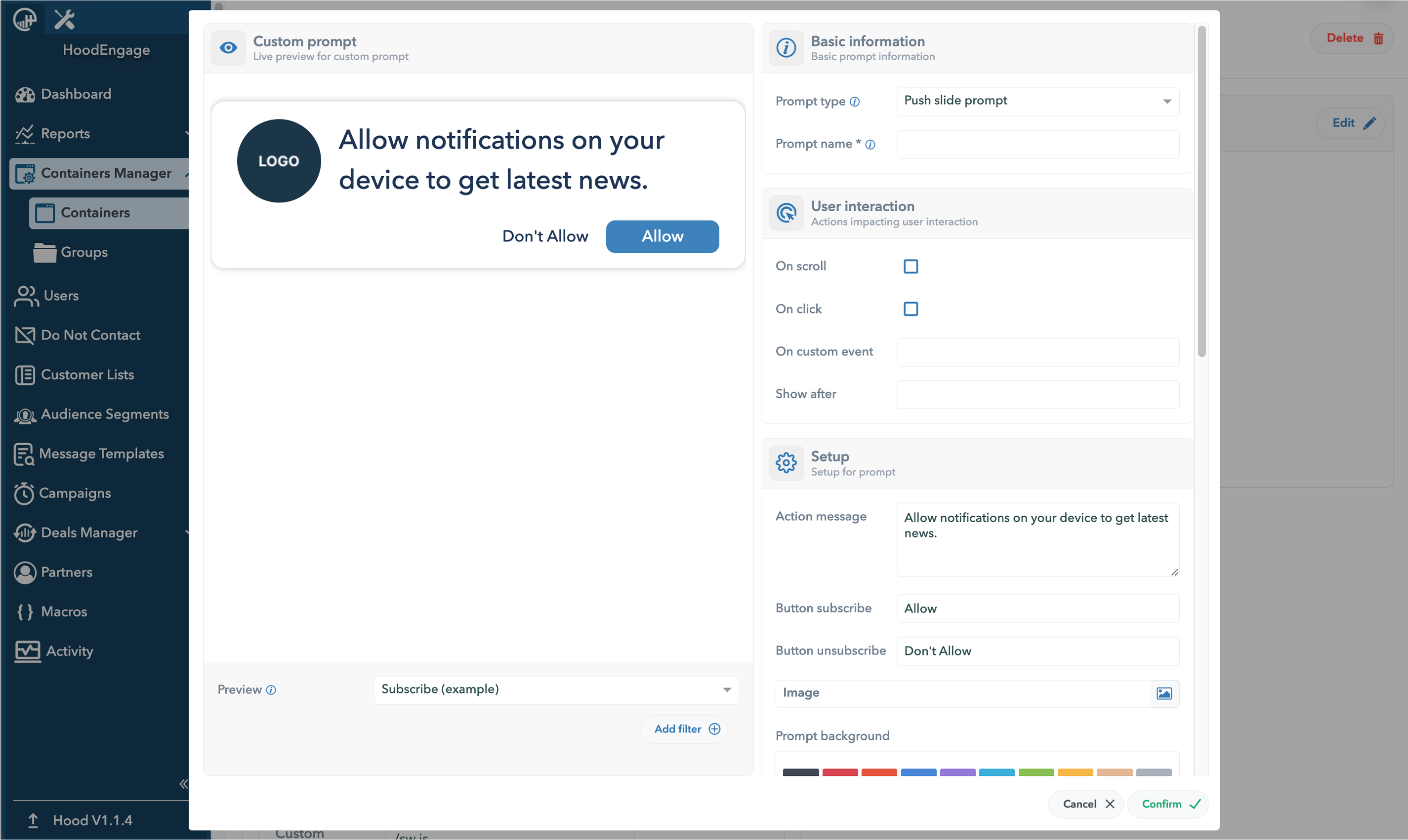HoodEngage Custom prompt