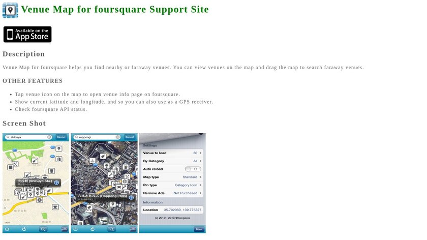 Venue Map for foursquare Landing Page