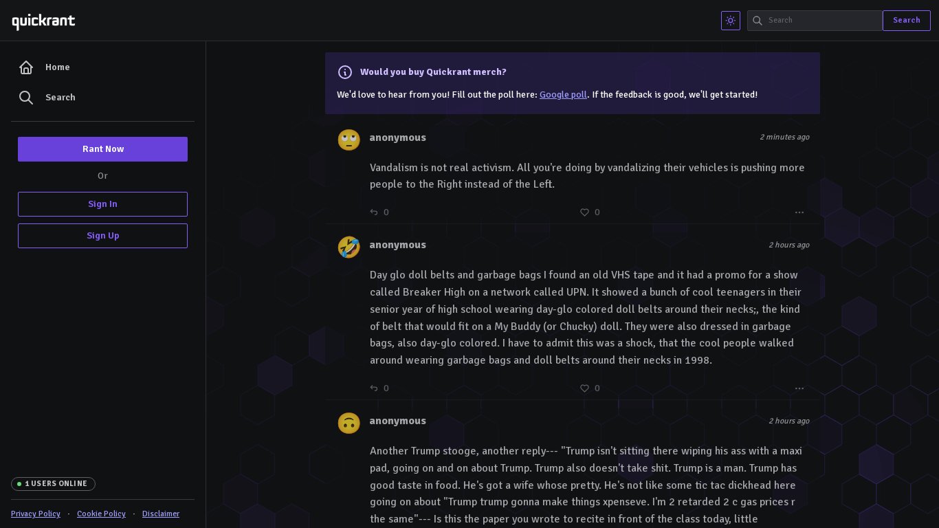 quickrant Landing page