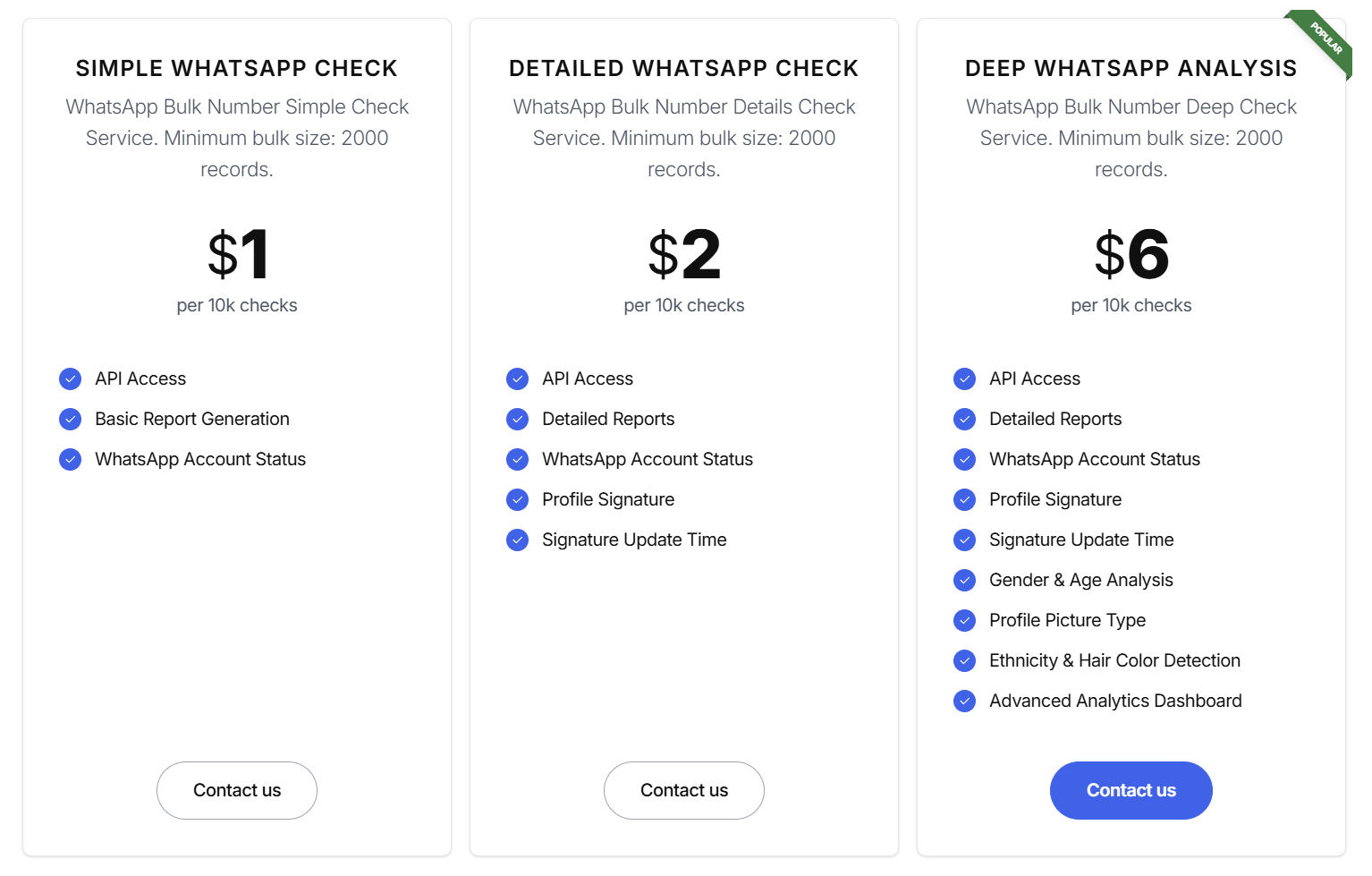 CheckNumber.AI WhatsApp Number Checker API Pricing