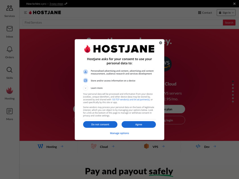 HostJane HostJane.com homepage