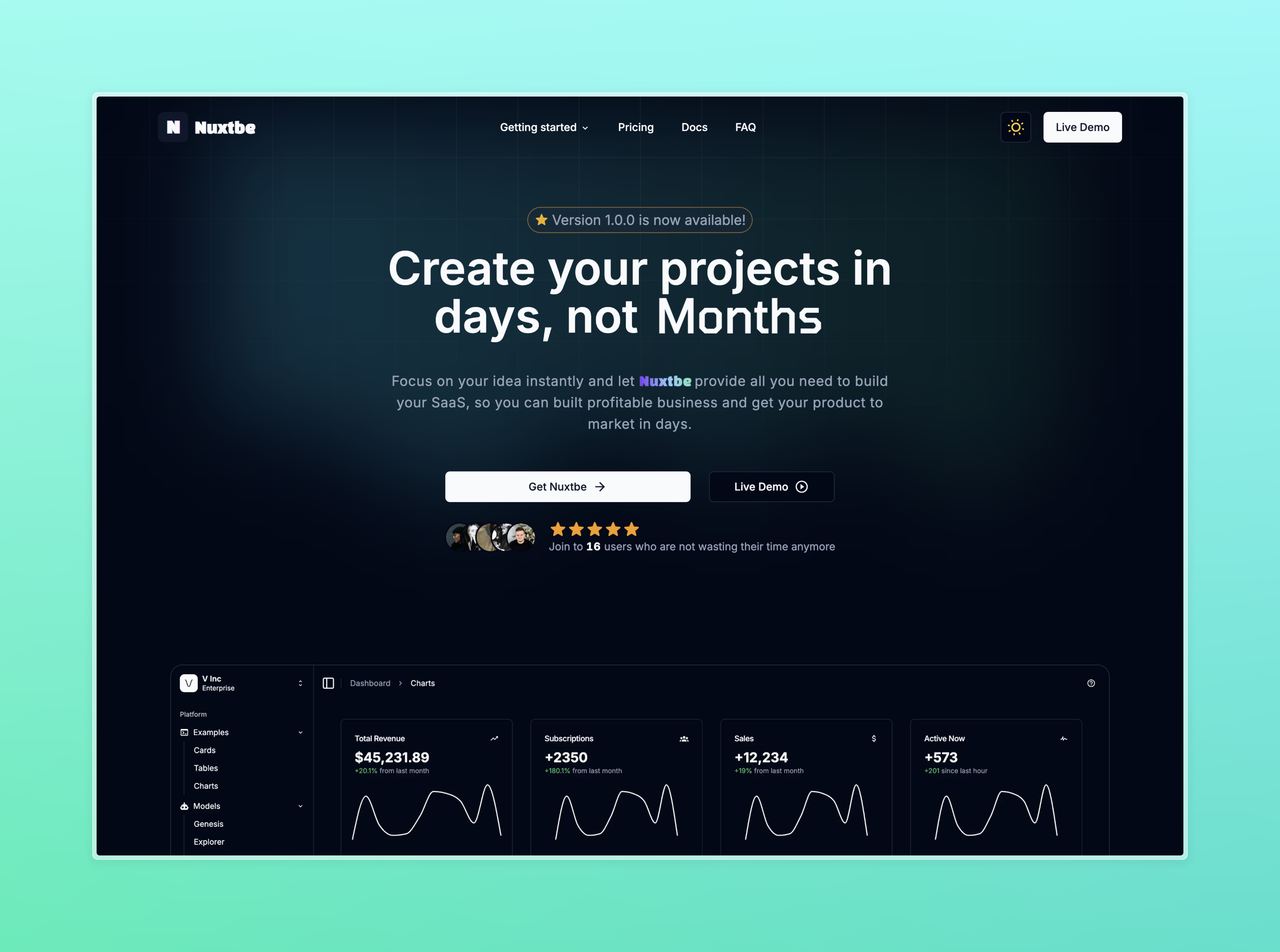 Nuxtbe.dev Landing page