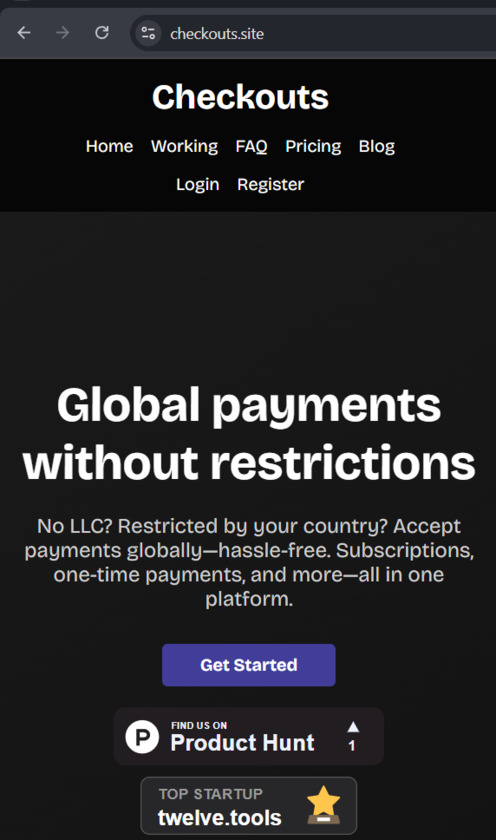 Checkouts Landing Page