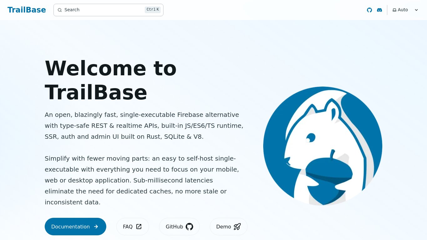 TrailBase Landing page