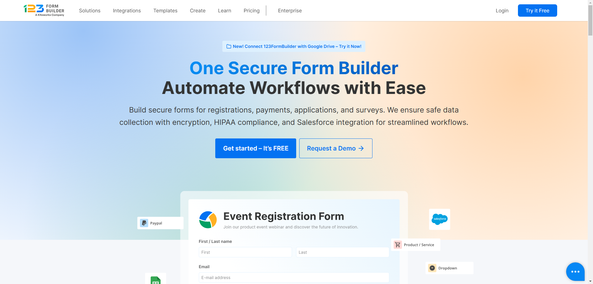 123FormBuilder Home page
