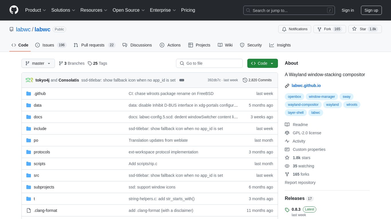 Labwc Landing page