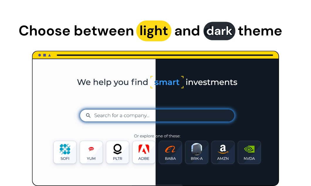 Smartfin Choose between light and dark theme