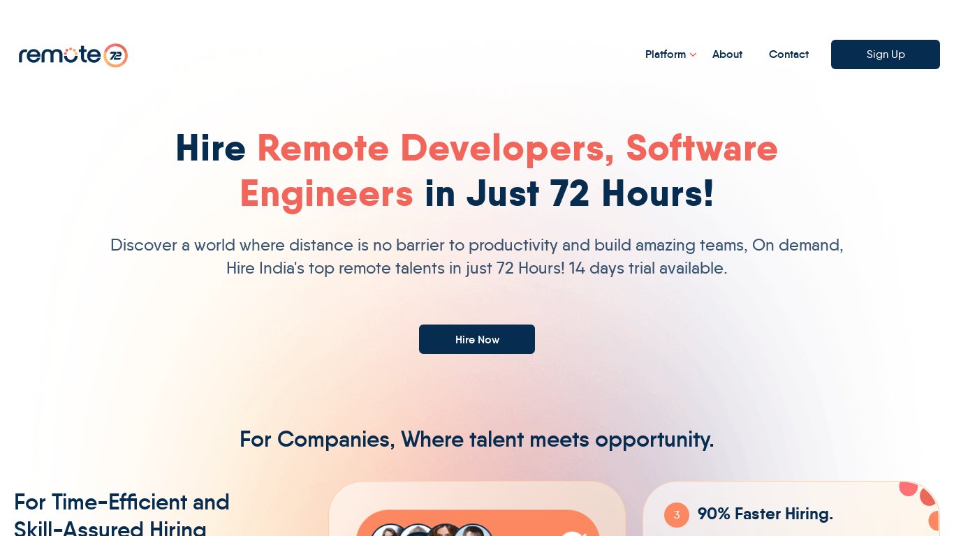 Remote72 Landing page
