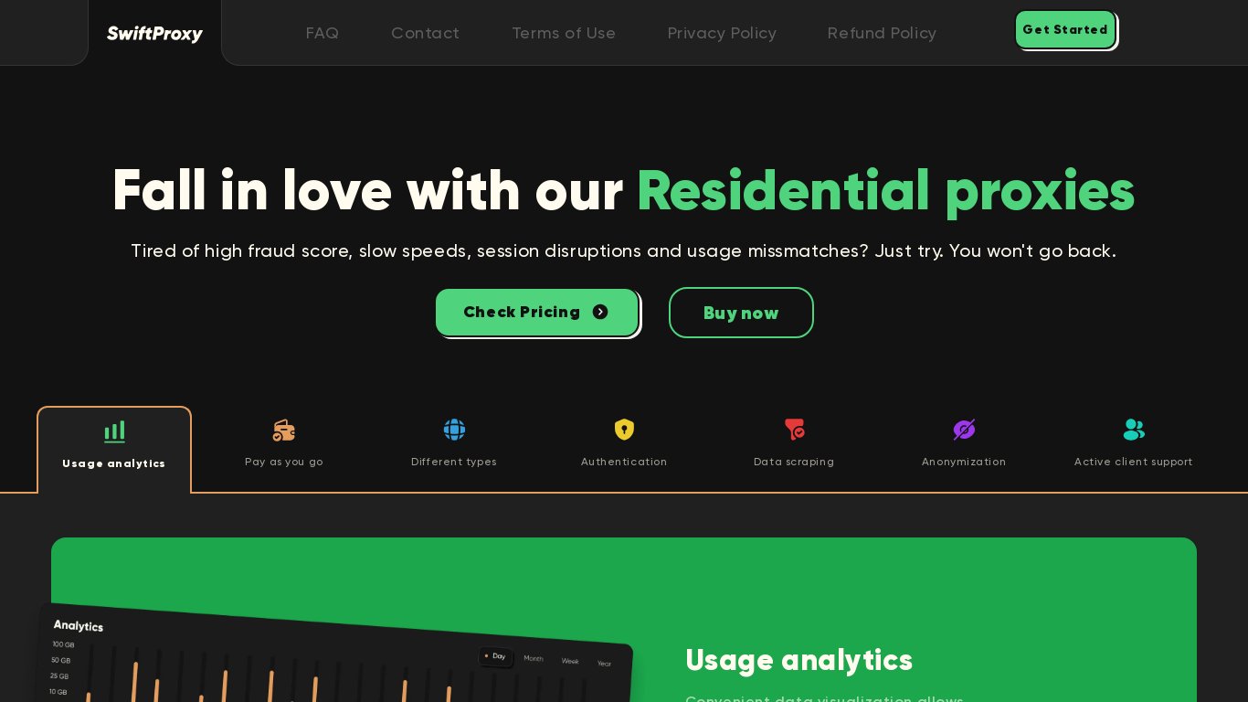 SwiftProxy.io Landing page