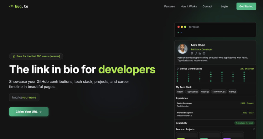 bug.to Landing Page
