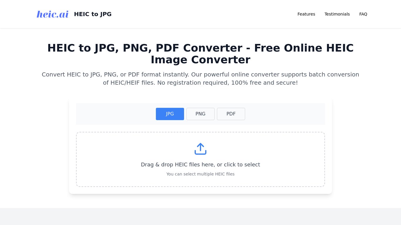 HEIC.ai Landing page