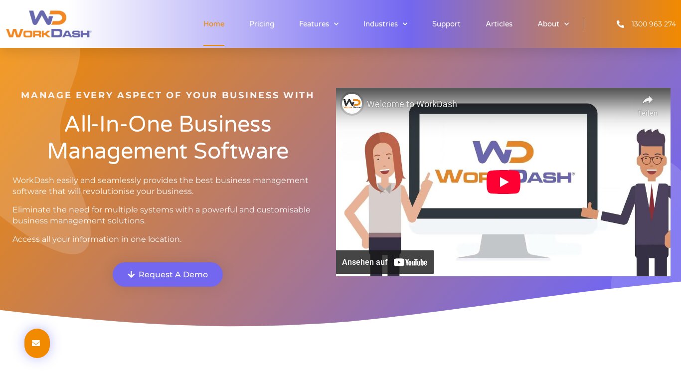 WorkDash Landing page