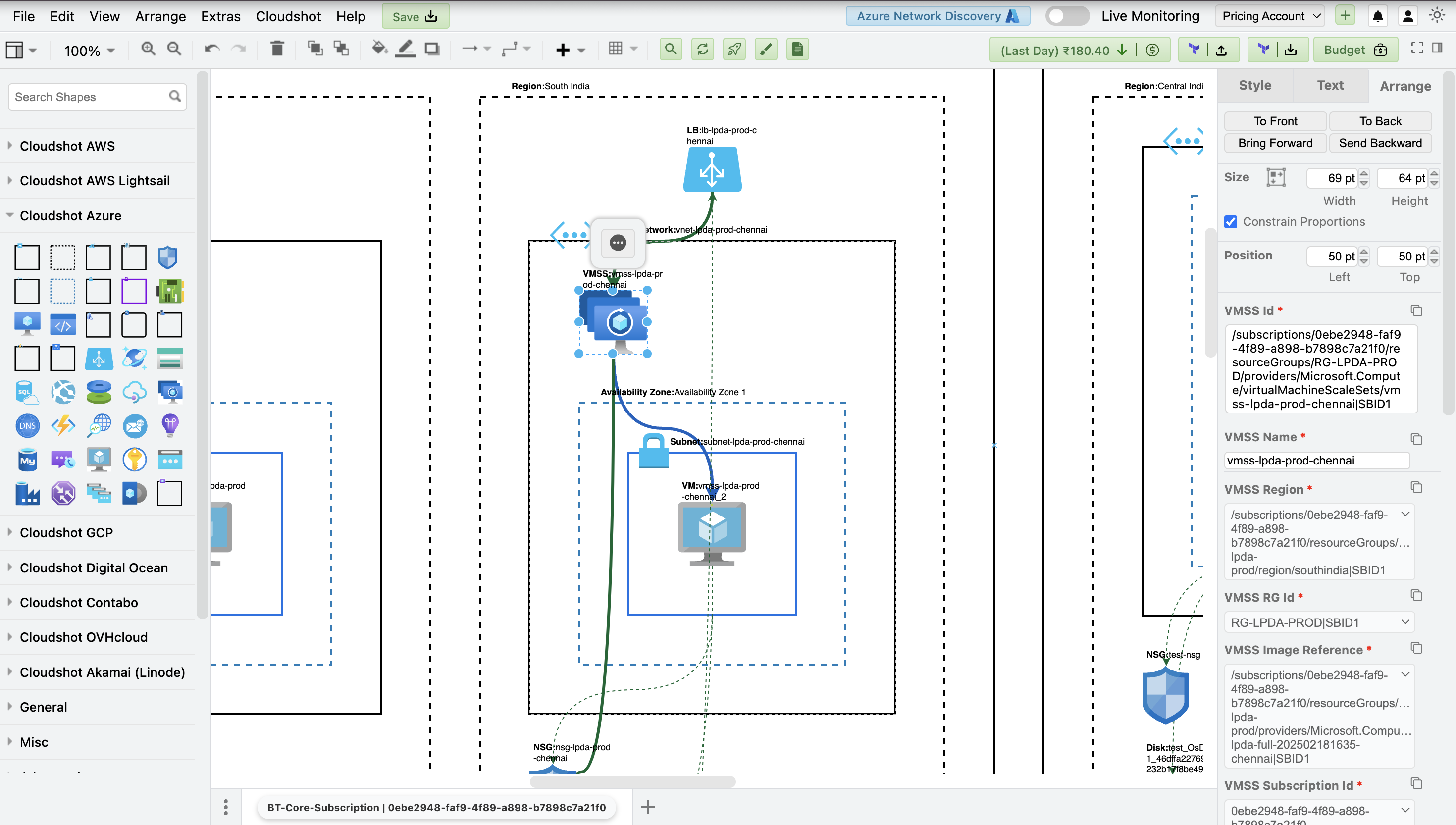 Cloudshot.io View component attributes alongside the diagramming