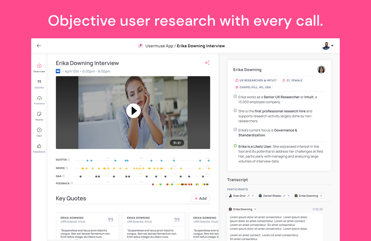 Usermuse.ai Objective user research with every call