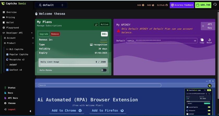 CaptchaSonic Landing Page