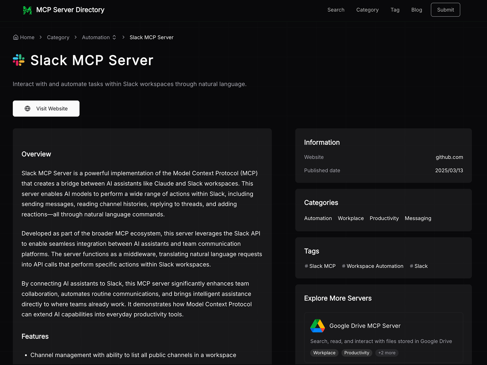 MCP Server Directory MCP Server Directory Demo