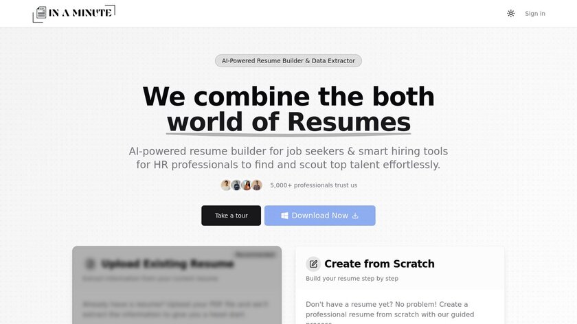 Resume In A Minute Landing Page