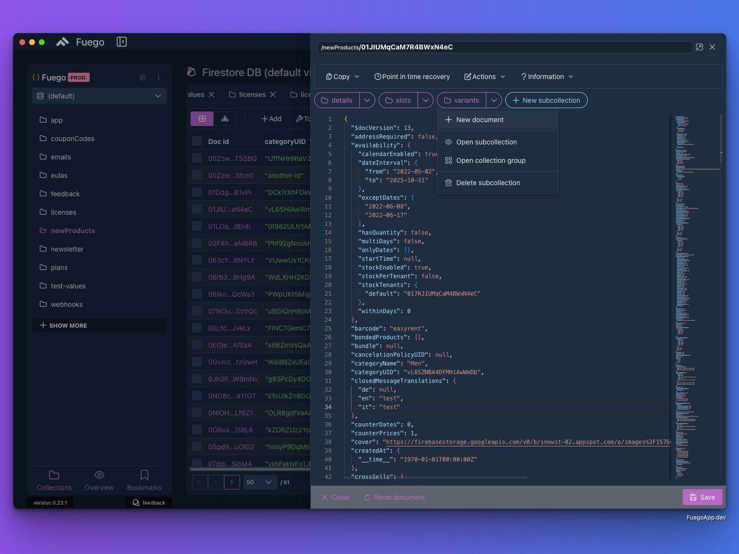Fuego App JSON editor based on Monaco