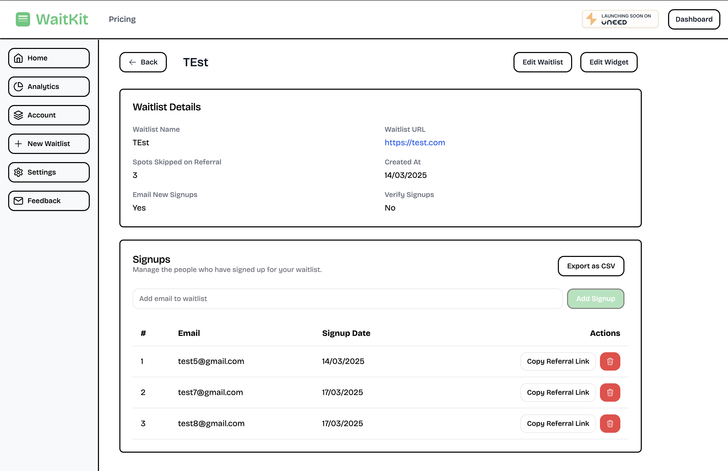 WaitKit App Waitlist Page
