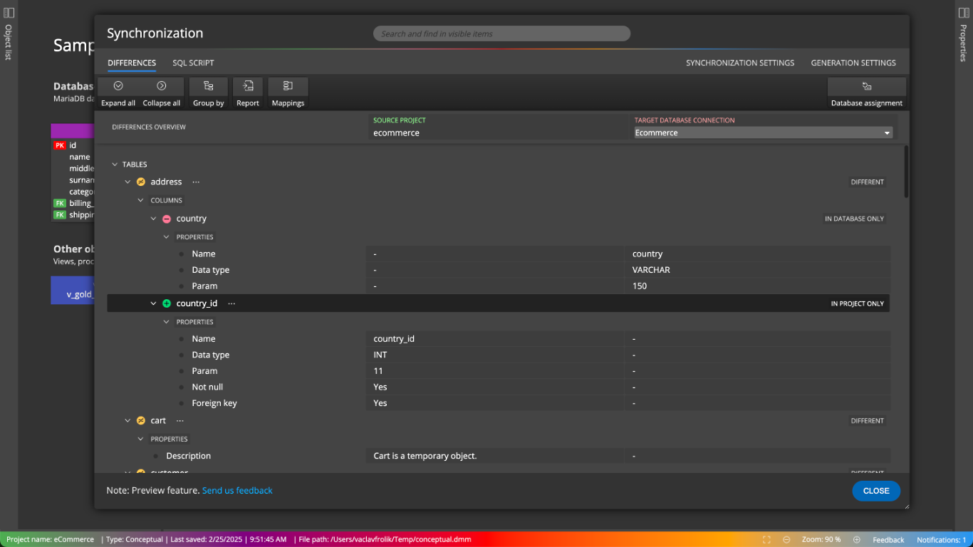 Luna Modeler Luna Modeler | Comparison and synchronization