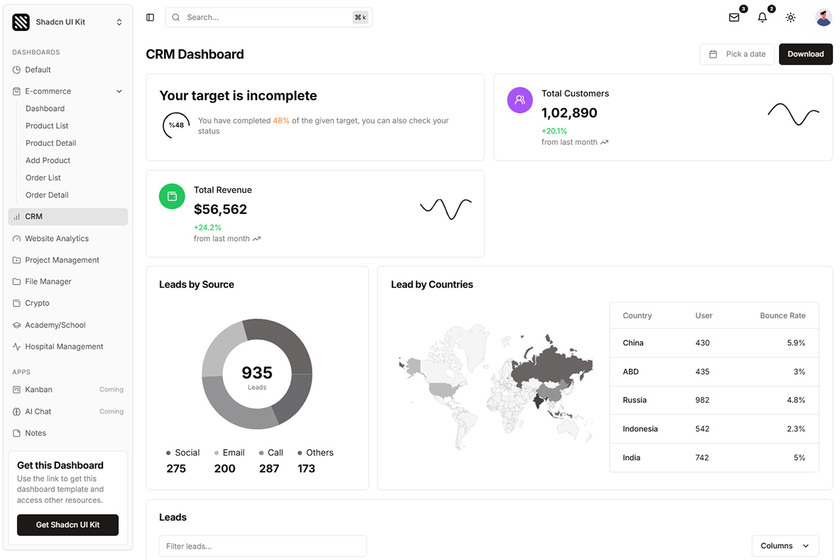 Shadcn UI Kit Landing Page