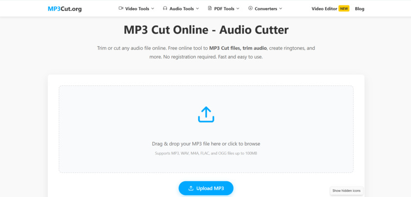 MP3Cut.org Landing Page