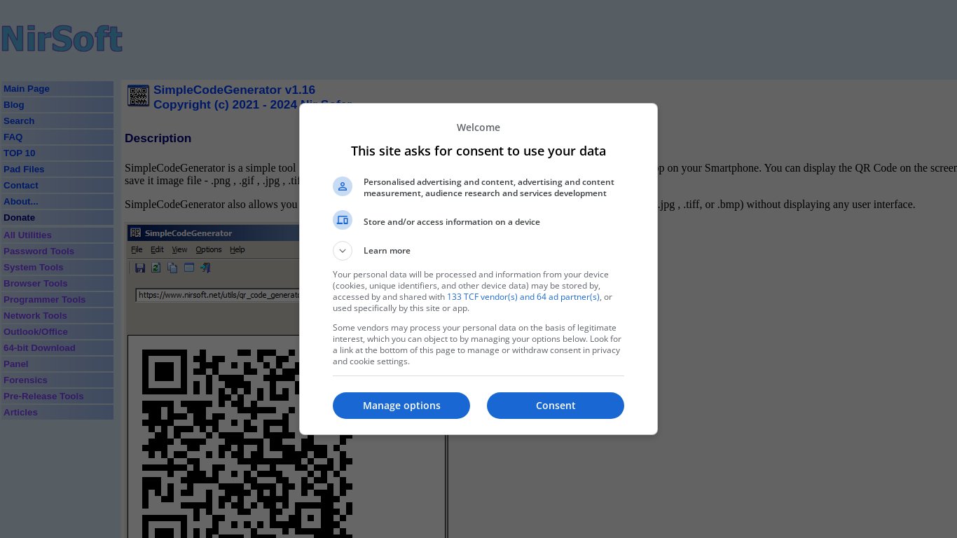 SimpleCodeGenerator Landing page