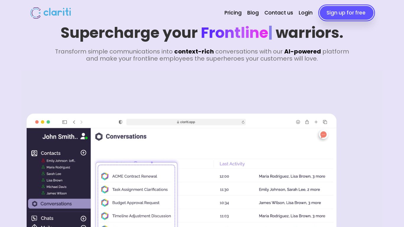 Clariti.app Landing page