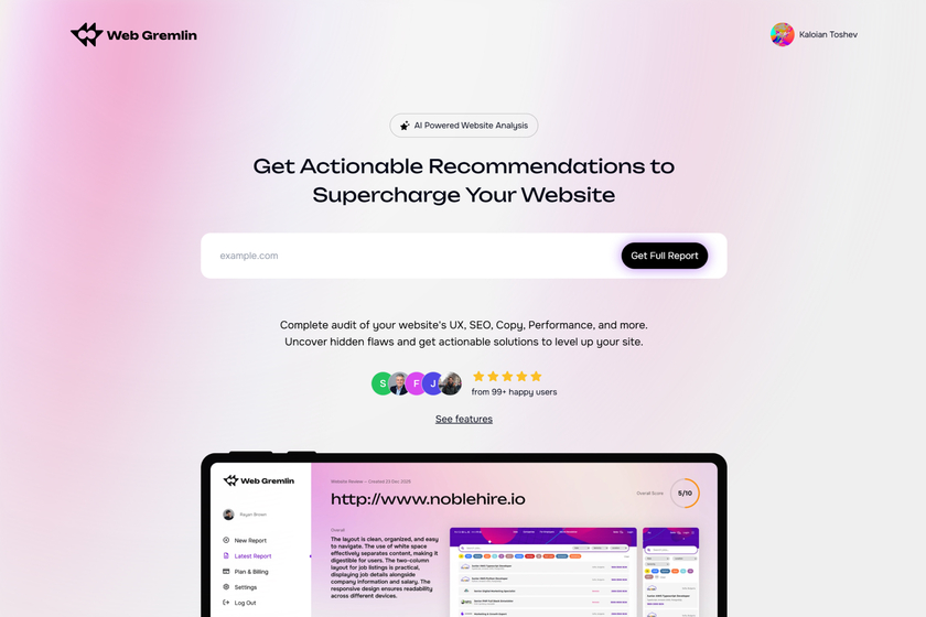 WebGremlin.ai Landing Page