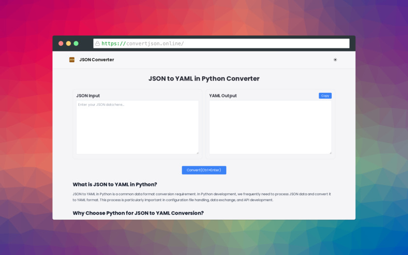 ConvertJSON.online Landing Page