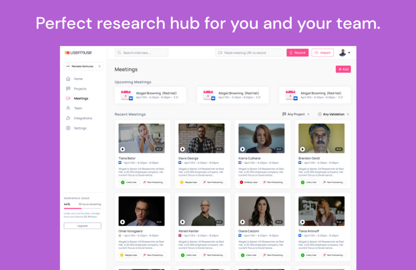 Usermuse.ai Perfect research hub for your team