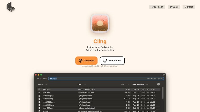 Cling Fuzzy Finder Landing Page