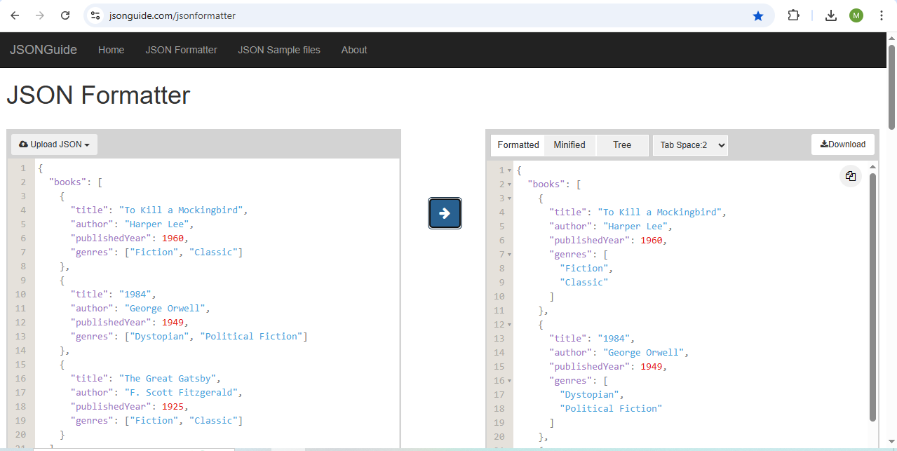 JSONGuide Json formatter Json Formatter
