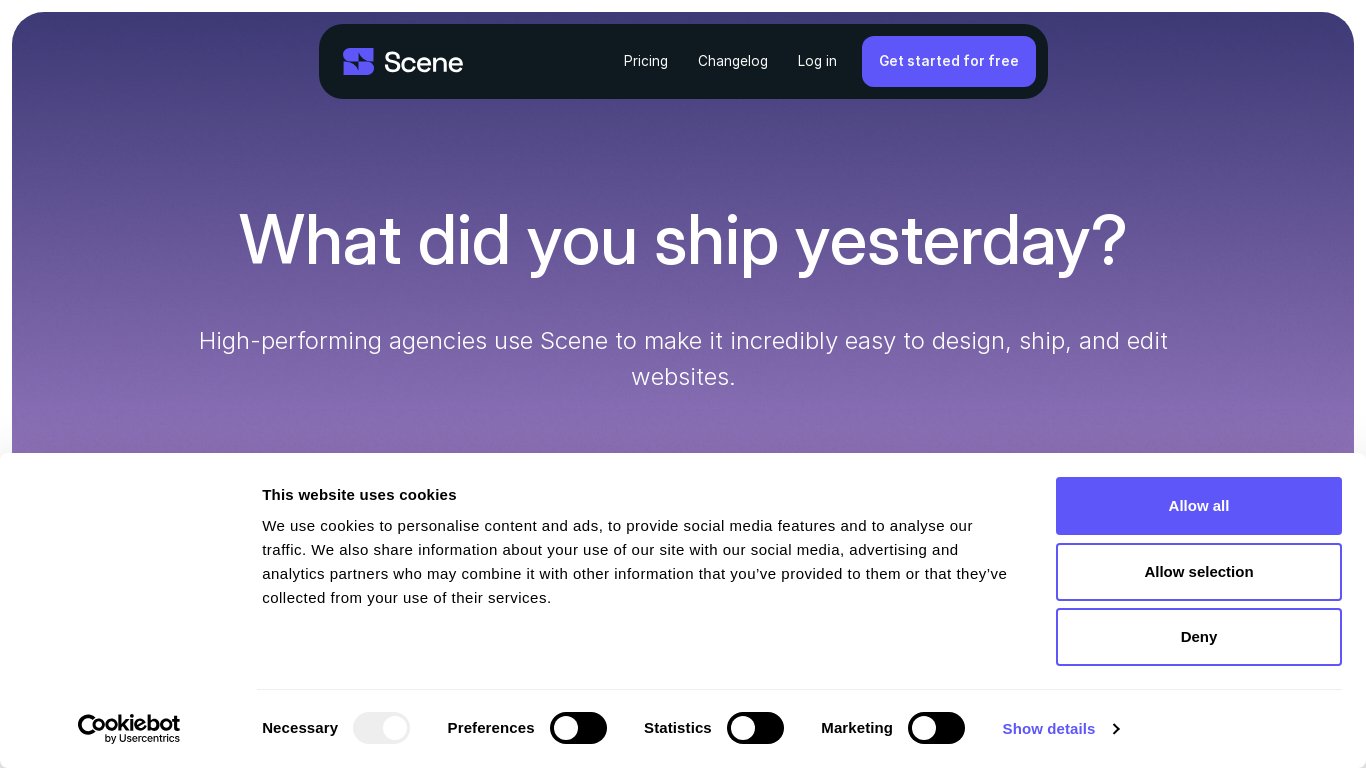 Scene.io Landing page
