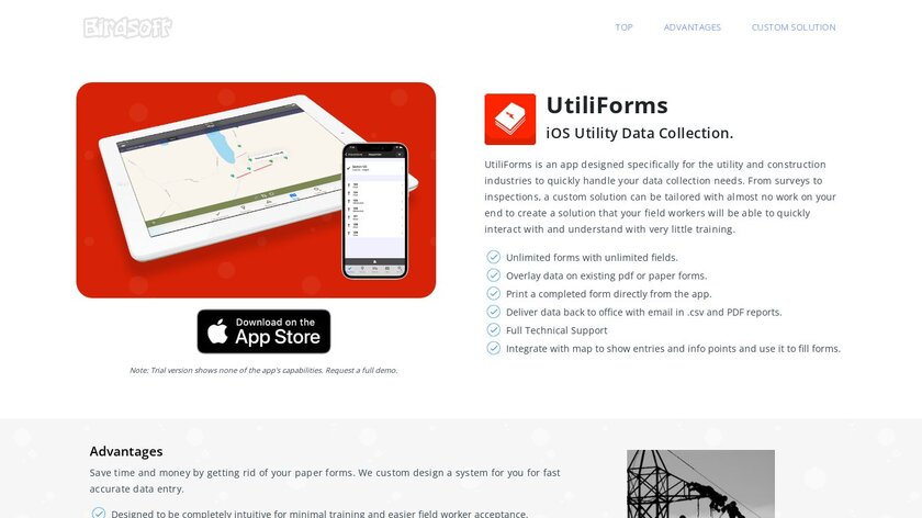 Utiliforms Landing Page