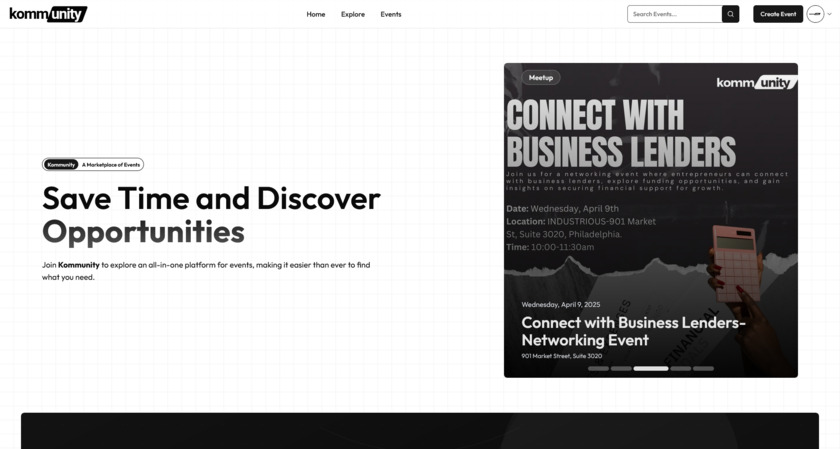 Kommunity App Homepage Kommunity App Homepage