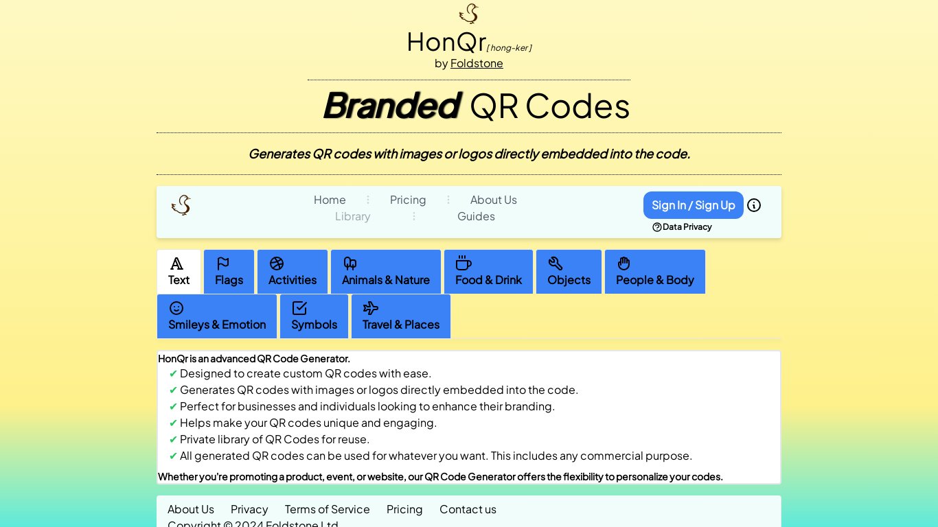 HonQr Landing page