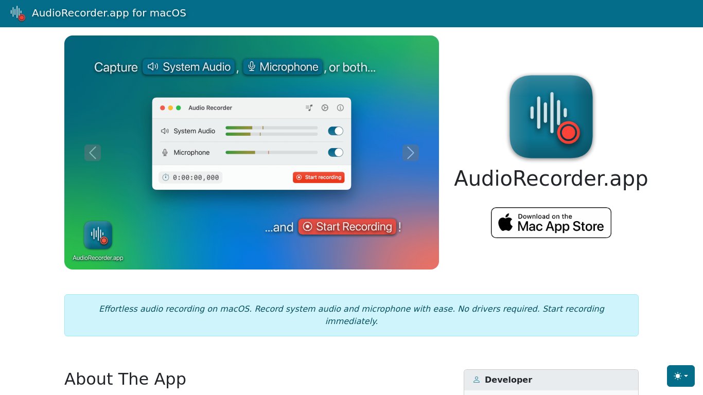 AudioRecorder.app Landing page